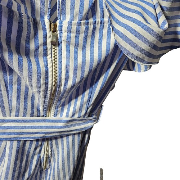 Blue & White Striped Off-Shoulder Dress With Ruffle Detail & Belt Windsor - Picture 4 of 6